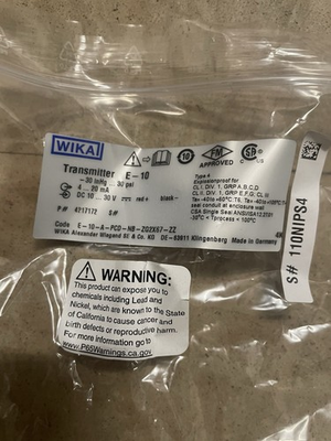 #ad WIKA 4217172 Pressure Transmitter $450.00