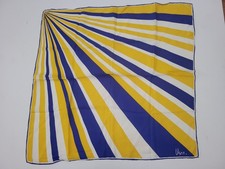 Vintage Vera Neumann Abstract Blue Yellow Geometric Scarf 100 Silk