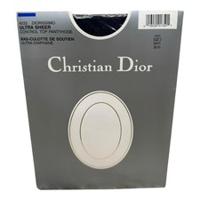 Christian Dior Diorissimo Ultra Sheer Control Top Pantyhose Size 2 Navy 4533