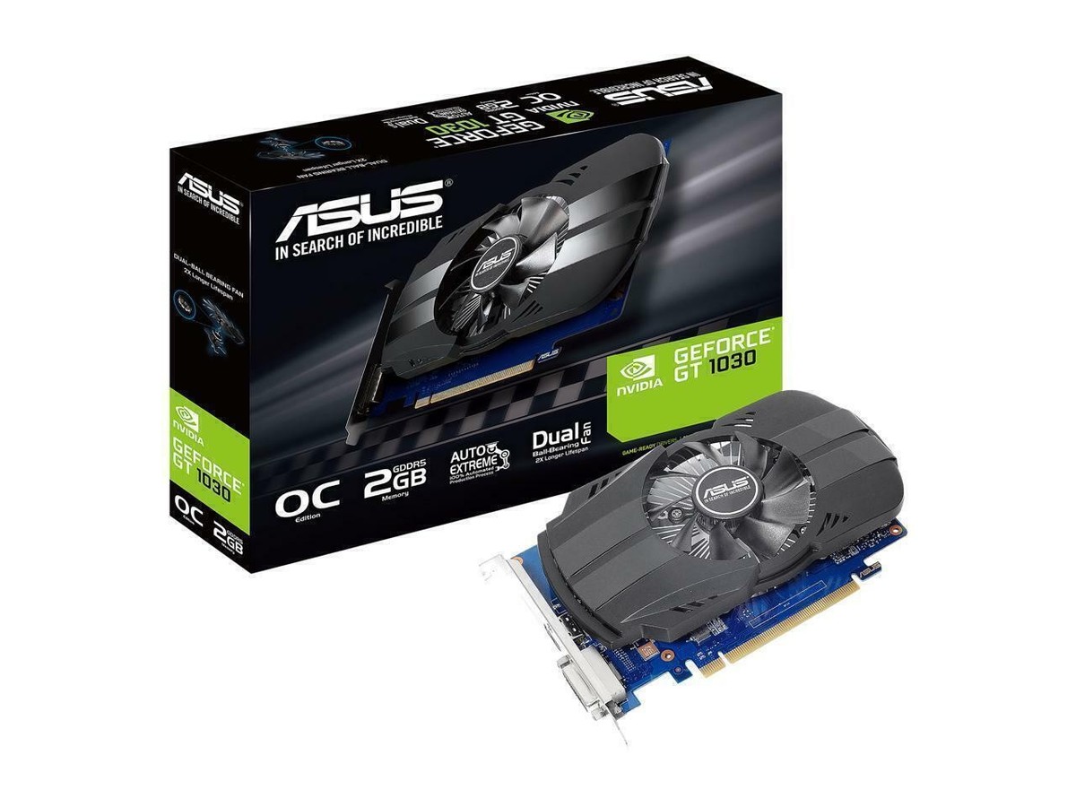 NEW Asus PH-GT1030-O2G GeForce 2GB Phoenix Fan HDMI DVI