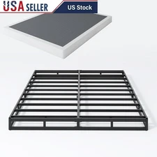 Heavy Duty Metal Box Spring Mattress Foundation No Noise Easy Assembly W/ Cover