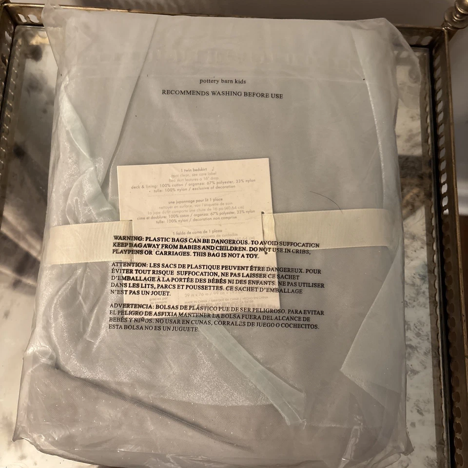 Pottery Barn Kids Ледяная Тюлевая Кровать Юбка Органза Утонченная Нейтральная Фея - Изображение 4 из 4