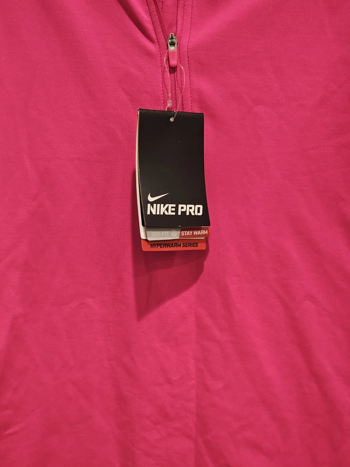 Nuevo con etiquetas Camiseta de entrenamiento Nike Pro Hyperwarm Dri-Fit 1/4 cremallera XS rosa 604885-668 para mujer Foto 4 de 4
