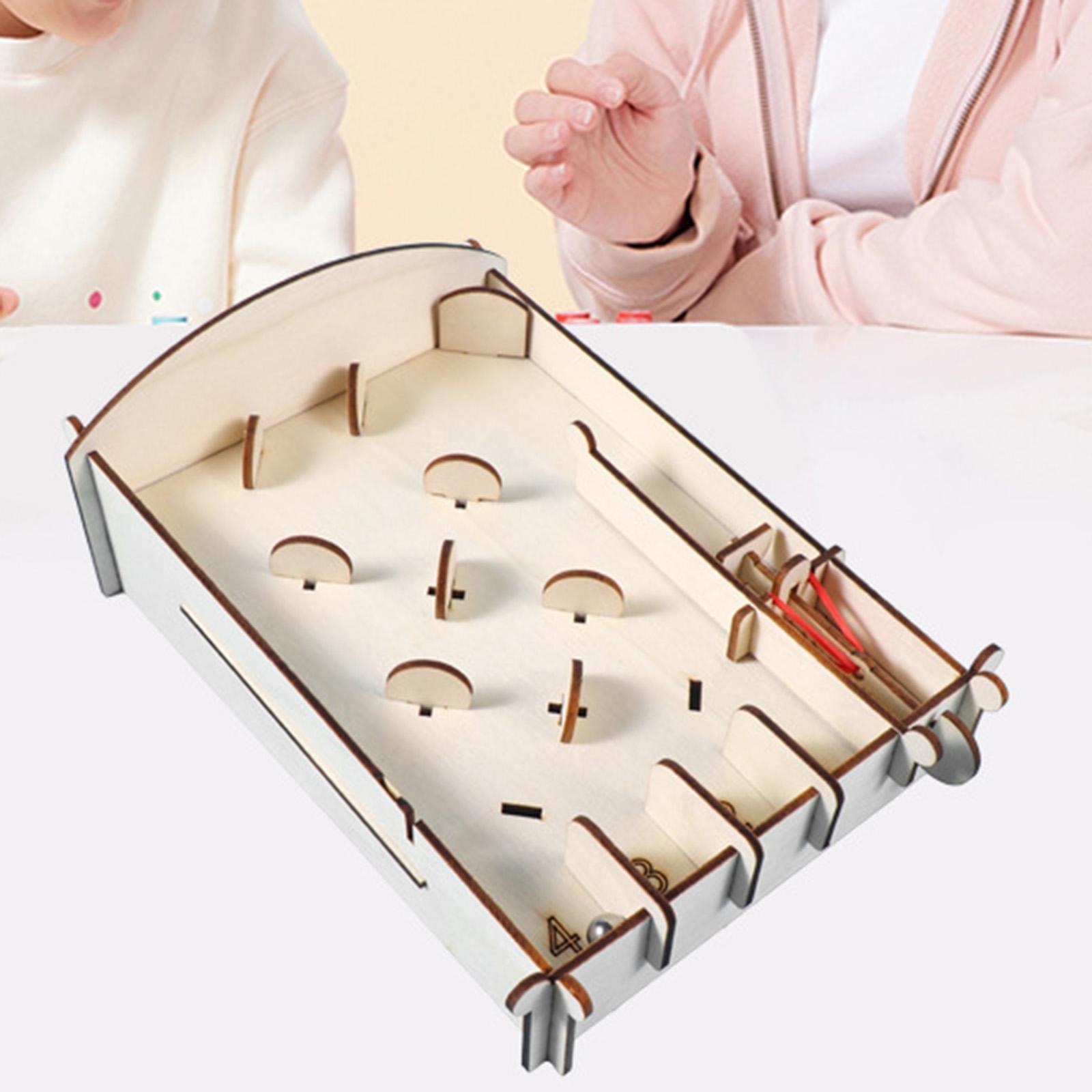 Miniature Pinball Machine DIY Wooden Children Self Assembly 3D Wooden Puzzle
