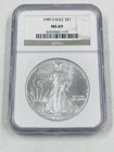 NGC 1989 American Silver Eagle Dollar Coin MS69 Brown Label