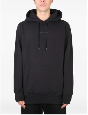 1017 ALYX 9SM logo-print pullover hoodie M Black Streetwear Trend Basics EUC 