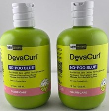 DevaCurl No-Poo Blue Anti Brass Toning Cleanser 12floz For Color TreatedCurl 2pc