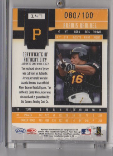 YOU PICK - Pittsburgh Pirates CERTIFIED AUTO GU NUMBERED INSERT RC STAR HOF - Picture 55 of 75