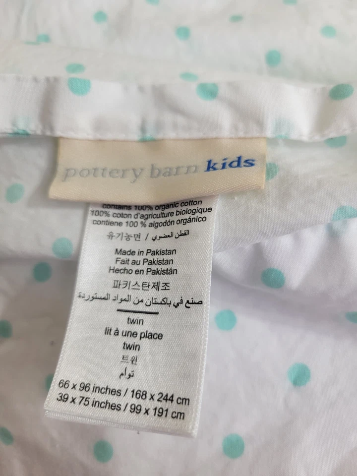Lote de 2 lençóis planos Pottery Barn Kids roxo verde bolinhas tamanho duplo - Imagem 3 de 4