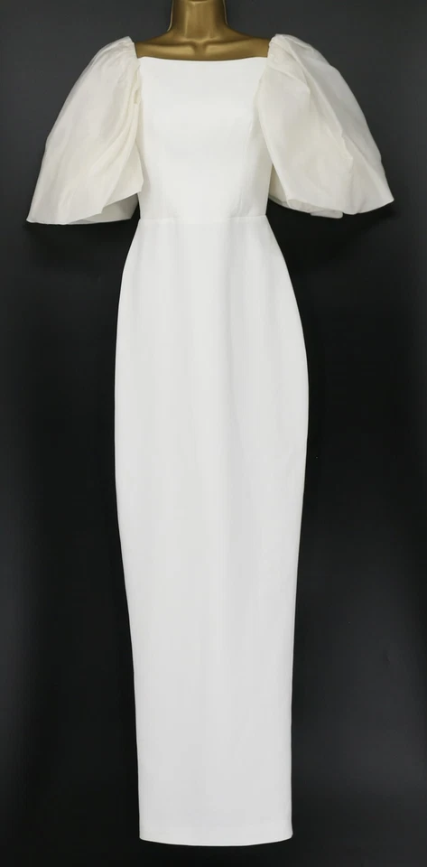 RASARIO PUFF SLEEVE MAXI SILK BLEND BRIDAL GOWN WOMEN XS WHITE IVORY RRP£2139 BR