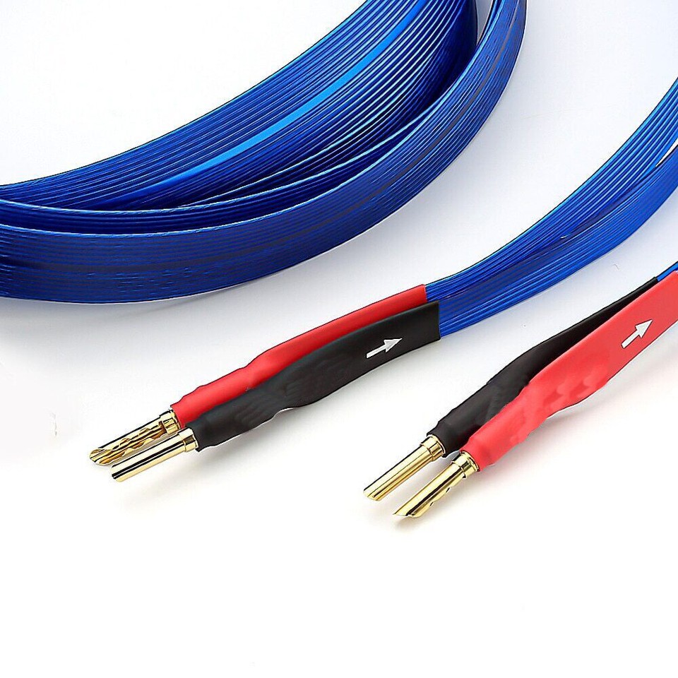 Blue Speaker Cable Silver-plated OFC Loudspeaker Wire Flat Hifi Audio ...