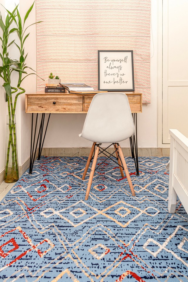 Moroccan Geometric Print Runner - 2'x8' Light Blue, Patterned Design ...