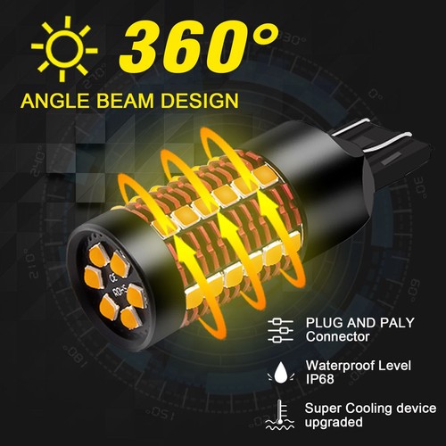 3000K 7440 Amber LED Turn Signal Light Bulbs Anti Hyper Flash Canbus Error Free - Picture 5 of 12