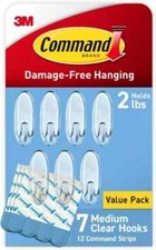 Command Medium Oval Clear Wall Hooks, 7 Hooks and 12 Command Strips