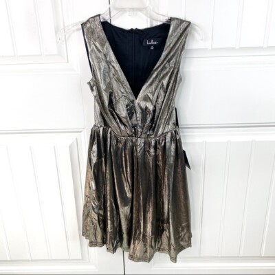 slim fit dress slacks Women's Madisnn-Metallic Angel Slv Knit Skater Dress Gold – Poseidon Brands  (Pty) Ltd main image 0