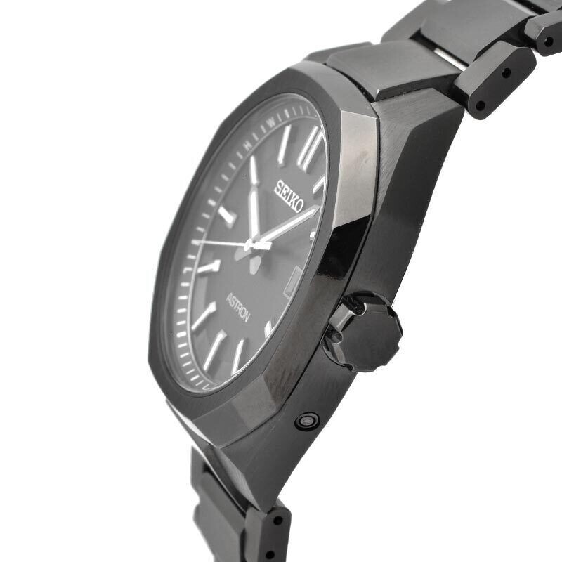Pre-owned Seiko Astron Nexter Sbxy083 Titanium Radio Solar Watch Silver Black Dial 39.6mm