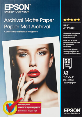 Epson Archival A3 192 g/m² Premium Matt Finish Inkjet Fotopapier - 50 C13S041344