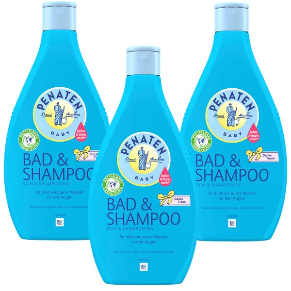 3X 400Ml Penaten Baby Bad Und Shampoo ParfüMfrei Pflege Keine TräNen-image
