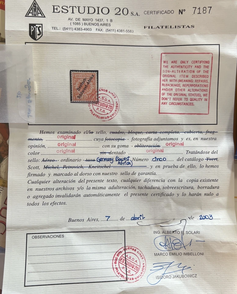 Germany colonies 1897 South West Africa early 25 Pf. mint* $ 336.00 - Image 2 of 4