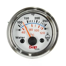 Electric Water Temperature 2 1/16" (52mm) Round Gauge 100-250 Deg 12v SAP
