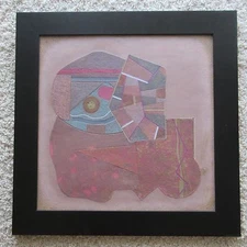 JOSE LOUIS SERRANO PAINTING MIXED MEDIUM ABSTRACT CUBISM LISTED MEXICO VINTAGE