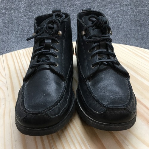 Rockport Boots Womens 9.5 W Casual Moc Toe Ankle Bootie Black Leather Lace Up - Picture 4 of 16