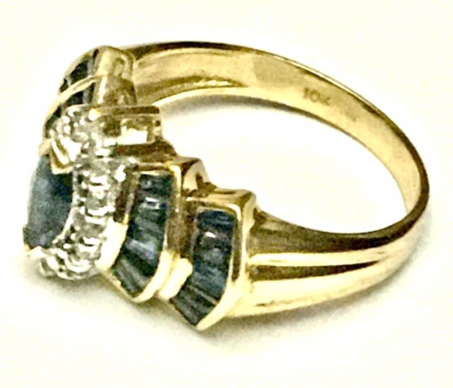 VTG 2 CTW Syn. Baguette Sapphire DINNER COCKTAIL WATERFALL