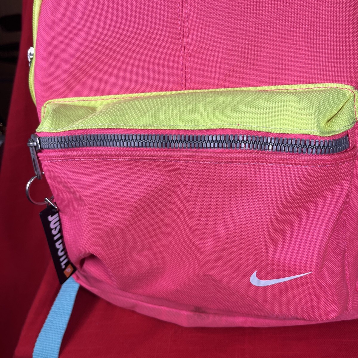 Nike JUST DO IT Mini Backpack NEON pink Yellow Aqua RARE 80s 90s 