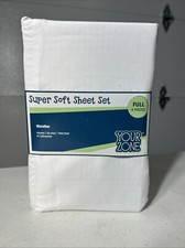 Your Zone Soft Microfiber Full Sheet Set  White  Kids Easy Care