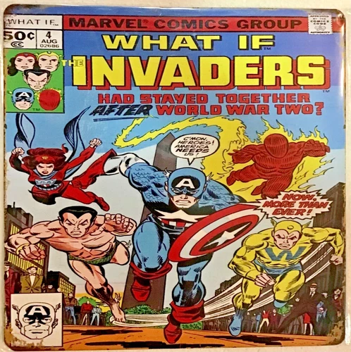 TIN SIGN 12x12 square Captain America Invaders Marvel comic book superhero QA