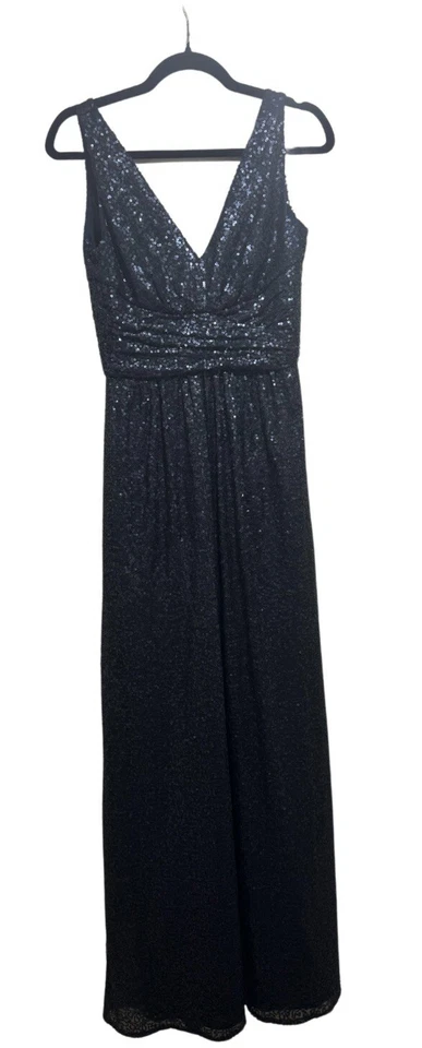 Vestido formal de lentejuelas azul marino hasta el suelo Amsale London para mujer talla 6 Foto 2 de 3