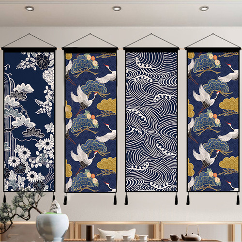 1PC Print Tapestry Wall Hanging Banner Flag Adorn Japanese Ukiyoe Wave Crane New - Picture 2 of 13