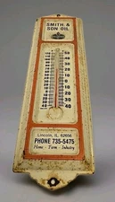 Vintage 13" Amoco Smith & Son Oil Lincoln IL Advertising Thermometer