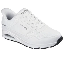 Man Skechers Slip-ins UNO - Banksia Luxe Sneaker Shoe 183023 White Brand New