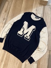 Polo Ralph Lauren Navy/White Knit Wool Crewneck Pullover Sweater Logo Graphic