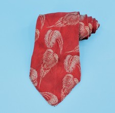 VTG Men's 1930s Red Feather Print Necktie 30s Tie