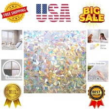 Window Privacy Film Rainbow Film Decorative Window Sticker, 3D Static Stained...
