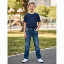 GAP Denim Boy Size 18R Medium Blue Wash Faded Stretch Straight Jeans