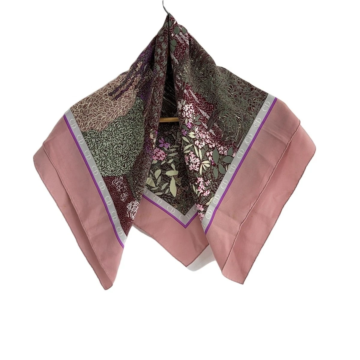 Auth DIOR/ChristianDior   Foulard multi rose clair bordeaux