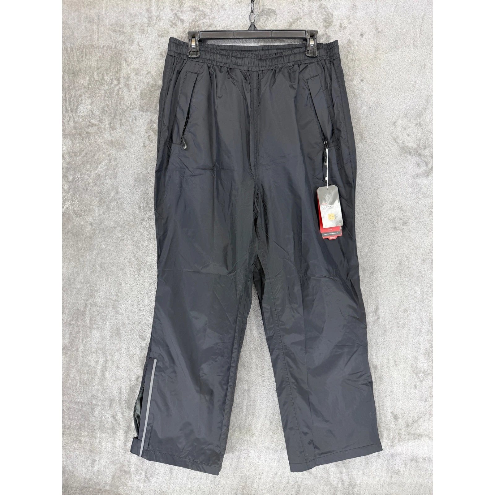33,000ft Mens Black Waterproof Rain Pants Large Short 23SF1123-062 NWT