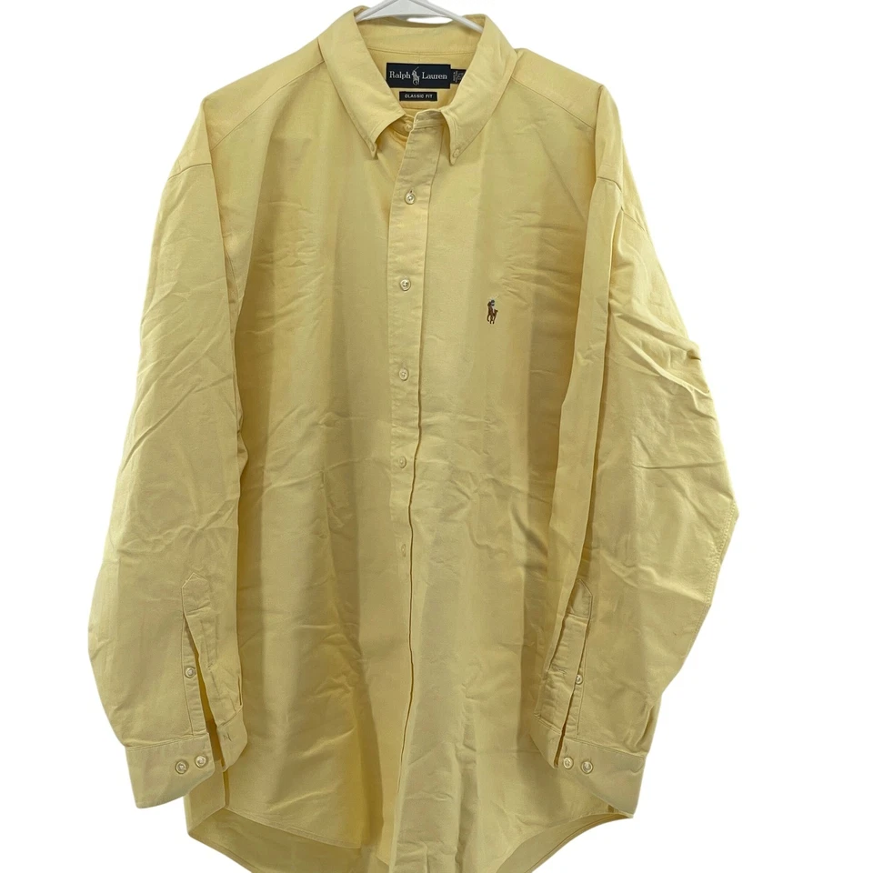 Camisa amarilla Ralph Lauren calce clásico para hombre 17 34/35 con conjunto de corbata Brooks Brothers Foto 2 de 4