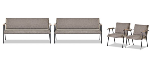 Arbeitszimmer Garnitur Polster 2X Dreisitzer Designer 2X Textil Sessel-image