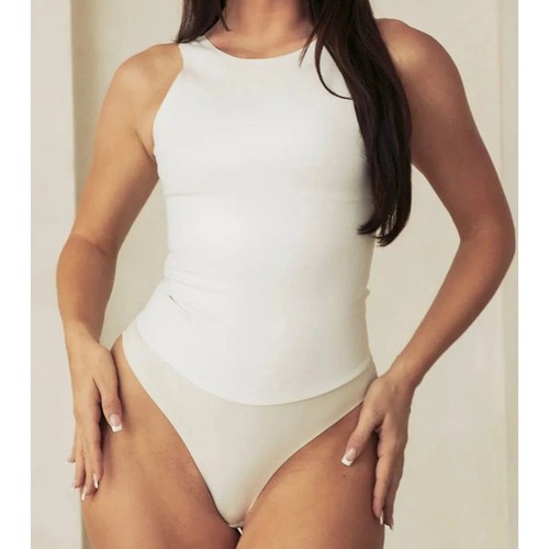 NWT Pinsy Bonded High Neck Shapesuit Bodysuit XL Brown Vegan Leather - Picture 8 of 10