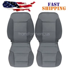 4PCS Driver & Passenger Cloth Seat Cover Gray For 2014-2019 Chevy Silverado 1500