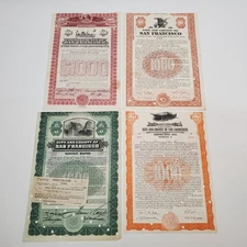 Lot of 4 Vintage San Francisco $1000 Bonds 1931 Parks 1945 Airport 1948 Juvenile