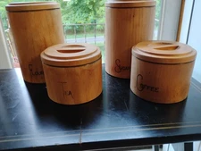 Cornwall Canister Set Flour Sugar Coffee Tea Bamboo Accent