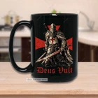 Deus Vult Knights Templar Coffee, Mug Crusader Soldier of Christ Warrior of God