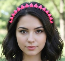 Pink Spike Headband Punk Studded Hair Band Y2K Gothic Festival Aesthetic Cute