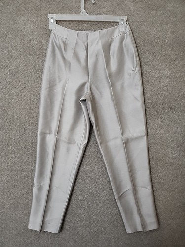 Talbots Pure Silk Dress Pants Womens 6 Petite Silver Gray Tapered Leg Lined NEW - Picture 1 of 9