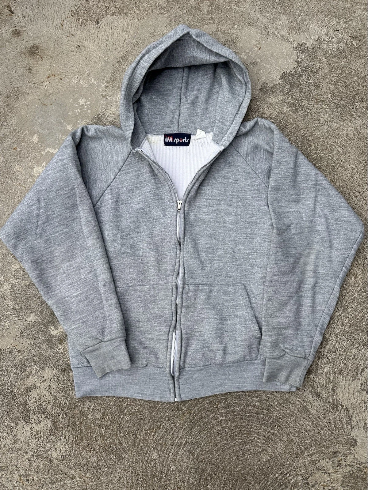 70s Vintage Double Face Waffle Lined Raglan Heavyweight Thermal Zip Hoodie M/L
Opens in a new window
